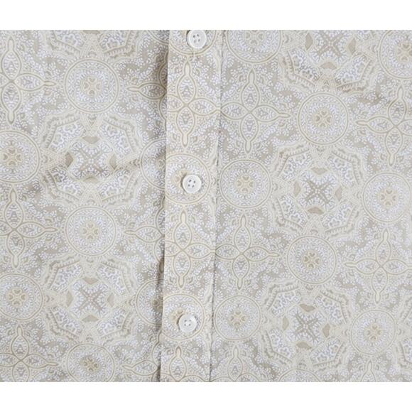 Club Room Mens Sand Tan Medallion Print Button-Down Long Sleeve Shirt Large - Picture 6 of 6